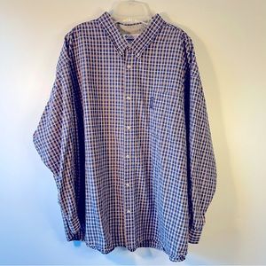 Columbia mens twill button-down navy/gold/khaki plaid shirt 3XL